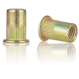 Rivet Nut Installation Tool Set Flat Head Rivnut Threaded Insert Nut Kit SAE & Metric for Metal Heavy Duty Zinc Plated Nutsert (1/4-20(Rivet Nut-100pcs))