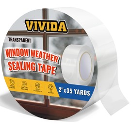 VIVIDA Window Weather Sealing Tape for Winter, 2 Inch x 105 FT (35 Yards) Transparent Weather Stripping Clear Insulation Tape for Windows, Doors & AC Units, 1 Pack