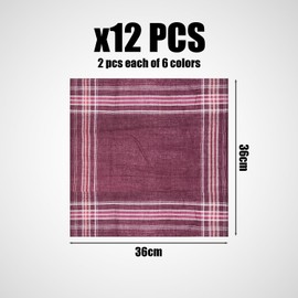 COACOM Pack of 12 Men's Handkerchiefs, Men's Handkerchiefs Made of Cotton, High-Quality Classic Handkerchiefs for Men and Women, Soft and Durable for Weddings, Parties, Bright