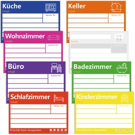Gicare Große Umzugsetiketten im XL-Format-15x10cm, 80 Stück Umzugsaufkleber zum Beschriften von Umzugskartons, Bunte Etiketten Selbstklebend Sticker Universal Klebeetiketten für Übersicht beim Umzug-8 Farben
