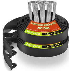 Jorvila Landscape Edging, 2.0" x 80' Plastic Garden Edging with 100 Pcs Metal Spikes, Flexible Garden Border for Lawn, Landscaping, Flower Beds