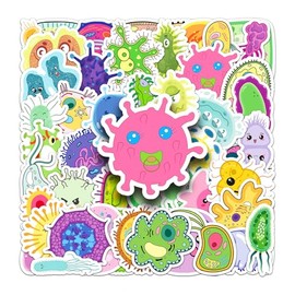50 Pcs Microbe Vinyl Stickers,Microbe Graffiti Stickers,Vinyl Waterproof Sticker for Kids Teens Girls,for Phone Laptop Bottles Skateboard Computer Phone Luggage Guitar Gifts Sticker