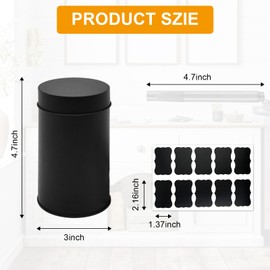 Voittozege 10 Packs Tea Tin Canister Metal Tea Canister Round Tin Can with Airtight Double Lids Tea Double Sealed Tea Canisters Round Tea Canisters with 10 Stickers and 1 Erasable Chalk Marker (Black)