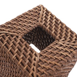 YANGQIHOME Cosmetic Tissue Boxes Square Rattan Tissue Box Dispenser for Home Office 14.5 x 14.5 x 14.5 cm Honey Brown