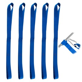 Lashing Loops for Motorcycle and Bicycle, 2.5 cm x 46 cm, Pack of 5, Blue Belt Loops, Strap Loops, Tie Down Straps, Short Belt Loops, Fastening Straps Set for Transport, Load Attachment, Trailer & Car