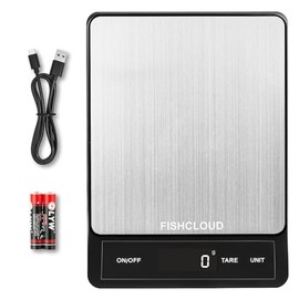 Food Scale - Rechargeable Digital Kitchen Scale 33lb, 1g/0.05oz Precision, Type-C, Stainless Steel, Grams/Ounces, LCD Display, for Cooking/Baking/Meal