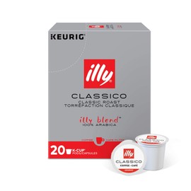 Illy Coffee, Smooth and Balanced, Medium Roast Coffee K-Cups, Made with 100% Arabica Coffee, All-Natural, No Preservatives, Coffee Pods for Keurig Coffee Machines, Classico, 20 Count