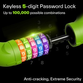 Sportneer Bicycle Lock Combination Lock with Numbers and High Security Level Chain Locks Bicycle 5-Digit Resettable Wheel Barrier with Chain Made of Hardened Steel 6 mm x 100/110/120 cm