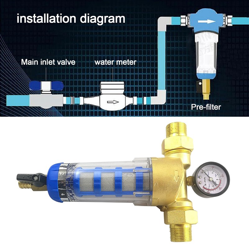 Spin Down Sediment Water Filter, Pre-Filter Water Filter with Pressure