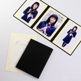 Yamadaya Hataya Blank Cover Photo Mount 2L 3 Sides Vertical (With Envelopes, Message Card: Ivy) (Black)
