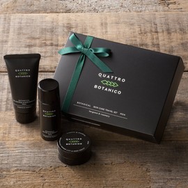 Quattro Botanico Men's Trial Skin Care Set with Wrapping, Face Wash, Lotion, Cream, Botanical, Skin Care, Travel Set, Travel, Skin Care Set, Trial Set, Men's, Drying, Moisturizing, Skin Care, Men's Cosmetics, Gift, Approx. 2 Weeks Supply