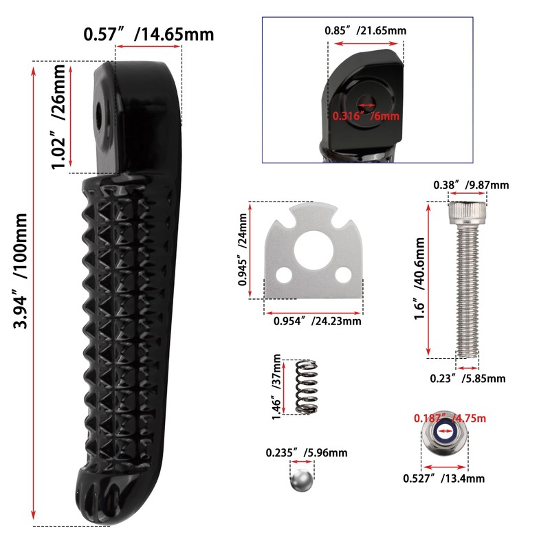FOVPLUE Left and Right Passenger Footrest for Yamaha YZF R6