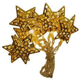 Product Works Signature Battery Operated Star Metal Cap LED Light String, Gold, 4.5-Feet