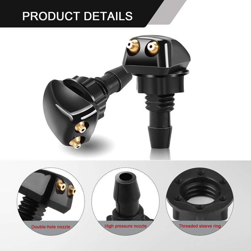 Fluher 2 PCS Car Front Windshield Water Spray Nozzle, 0.7"