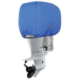 Explore Land Outboard Motor Cover - Waterproof and Fade Resistant 600D Heavy Duty Boat Engine Hood Covers - Fit for Motor 115-225 HP, Blue