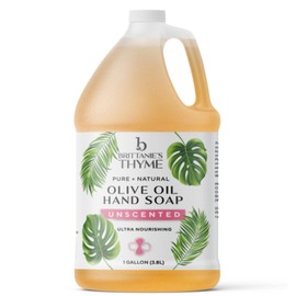 Brittanie's Pure Organic Castile Liquid Olive Oil Soap Refill, Unscented, 1 Gallon | Face, Body Wash, Dishes, Pets & Laundry | Vegan & Gluten Free Non-GMO