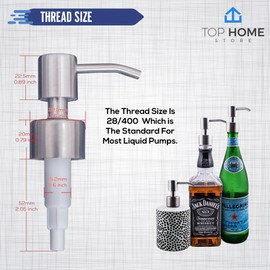 Top Home Store Stainless Steel Soap & Lotion Dispenser Pumps, Brushed Nickel Replacement (2 Pack)