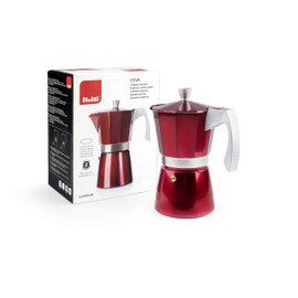 Cafetera Italiana Express Evva Aluminio Rojo 6 Tazas Ibili