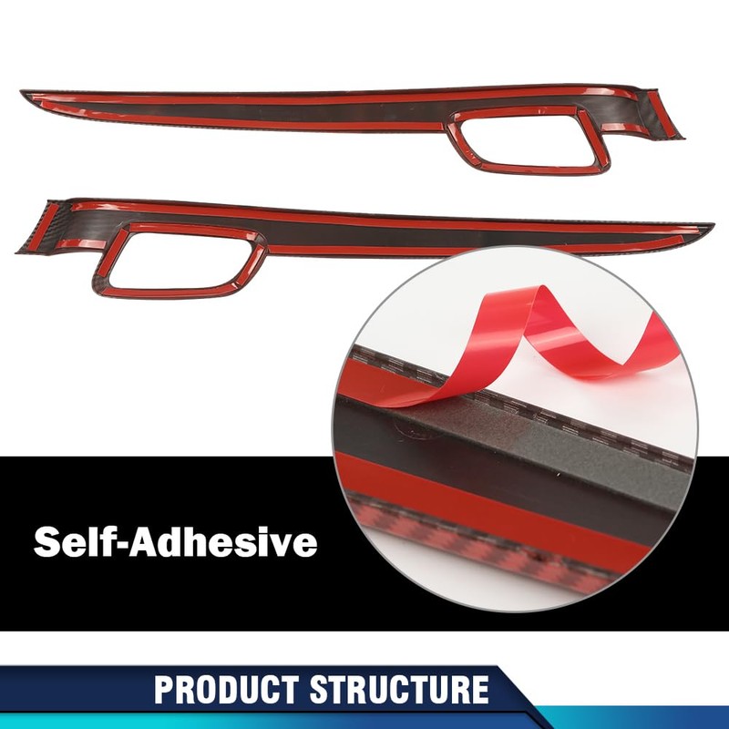 PIT66 Inner Door Handle Trim Cover Strip Red Gloss Carbon