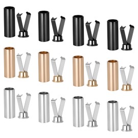 Ouligay 12 Pcs Aglets for Shoelaces, 3 Colors Shoe Lace Ends Tips, Shoelace Tips Head, Metal Aglet Replacement for Shoelaces, Clothes Straps DIY Repairing(14.5mm Black Gold Silver)