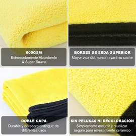 3 Piezas Kit Limpieza Coche,1Pcs Esponja de Microfibra Chenilla Integrada en Correa de Mano y 1Pcs Guante Lavado Coche y 1PCS Toalla (40 40cm),Cuidado Interior y Exterior y Familia,Camping