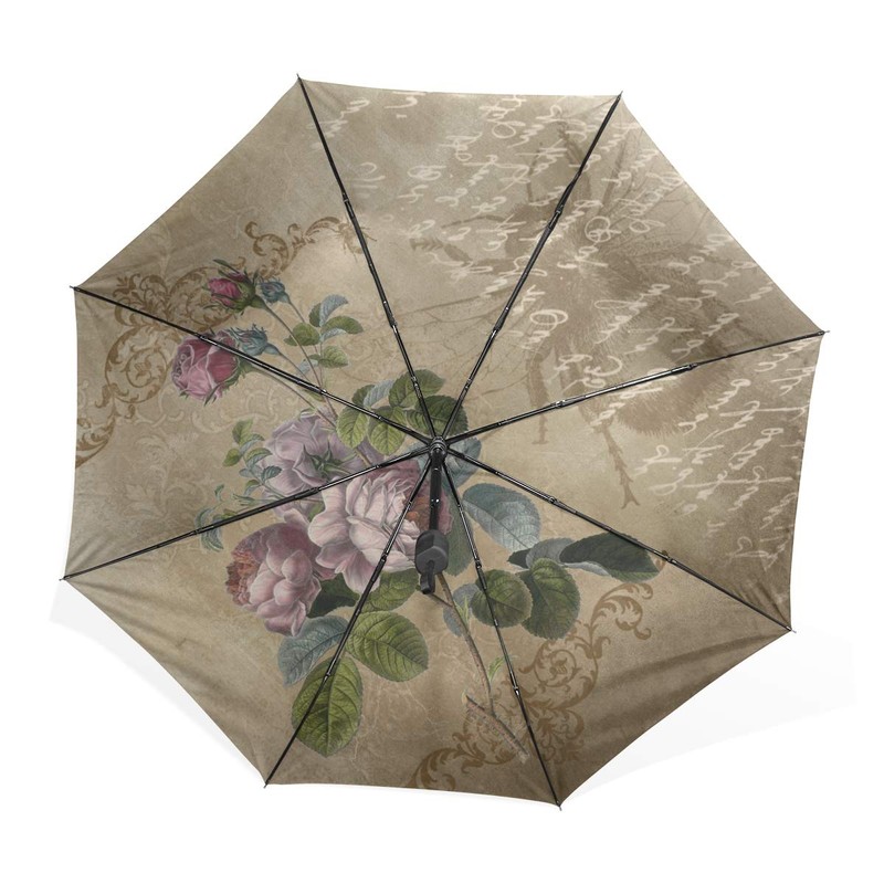 ISAOA Travel Umbrella, Non Automatic Compact Folding Retro Letter with