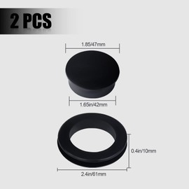 KINBOM 2 Inch 2 Sets Patio Table Umbrella Hole Ring and Cap Set, Silicone Umbrella Hole Cover and Stoppers Replacement Accessories for Outdoor, Parasol Parts for Outside Garden Use(Black)