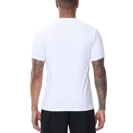 MOHEEN Men's Short Sleeve Active Dry Fit Crew Neck T Shirts Athletic Running Gym Workout Tee Tops White XL