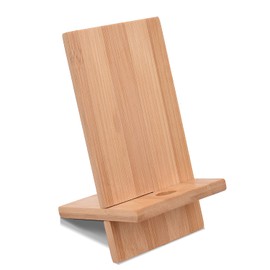 BARUHARI Mobile Stand Japanese Style Cellphone Holder Desktop Organizer Charging Station Compatible with All Smartphones Tablets Natural Bamboo Wood Portable Adjustable Angle (Plain-Hole)