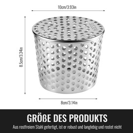 MOKIDO Downpipe Protection Stainless Steel 100 x 80 x 85 mm - 1 Piece Gutter Grid, Rain Gutter Cover System, Leaf Protection Gutter, Sieve Rain Gutter, Downpipe Screen, Leaf Catcher Downpipe, Prevents