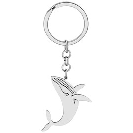 DALANE Stainless Steel Whale Key Ring Fish Keychain Ocean Life Jewellery Whale Gifts for Women Girls, Silver plated