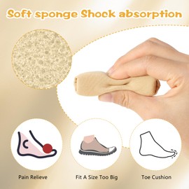 AOZUO Toe Inserts for Shoes Too Big, 2 Pairs Shoe Filler Insert for Loose Shoe Toe Cushion Fillers Make Shoes Fit for Heels Pumps Flats Sneakers Women Men(Beige)