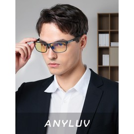 ANYLUV Blue Light Blocking Glasses Men Computer Gaming Glasses Lightweight Al-Mg Metal Anti Eyestrain Eye Protection