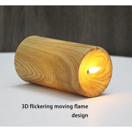 Flickering Flameless Candle with Remote and Timer, Battery Operated Wood Grain Glass Candles with 3D Moving Flame, Real Wax Candles, LED Pillar Candle for Wedding,Christmas, Home Decor (Brown)