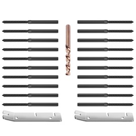 BLIKA 20 Pack 3/16" Black Right&Left Handed Thread Swage Lag Screws for Wood Posts of 3/16" Deck Cable Railing Kit, T316 Stainless Steel, Wire Railing Kit for Decks with Wrench, DIY Wood Baluster