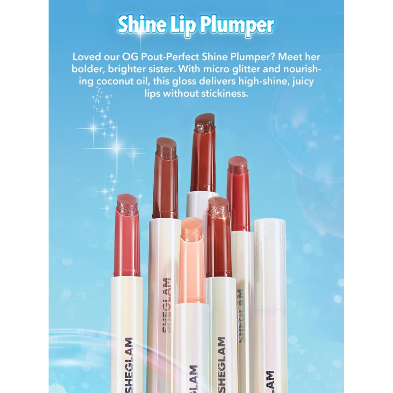 SHEGLAM Pout-Perfect Moisturizing Solid Lip Gloss Shimmer Lip Plumper -