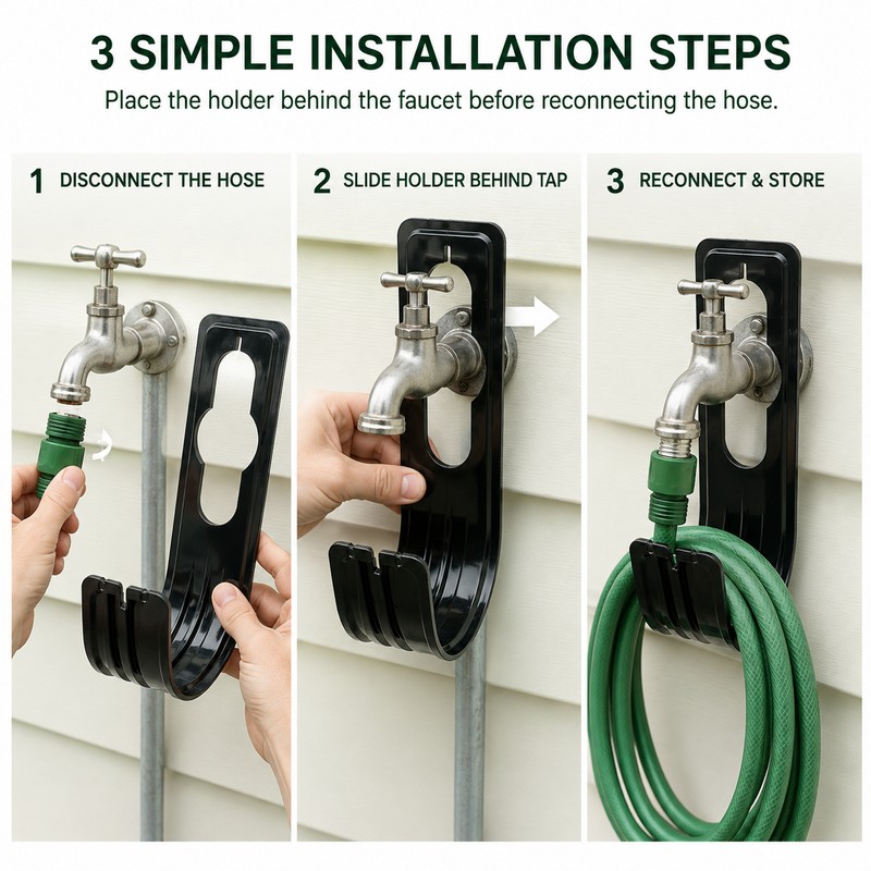 Wall Mount Garden Hose Holder for Outdoor Watering – Space-Saving