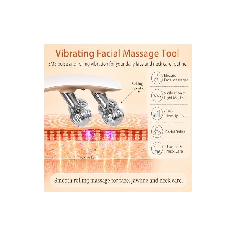 Wireless Facial Roller Massager for Face and Jawline Skincare Routine,