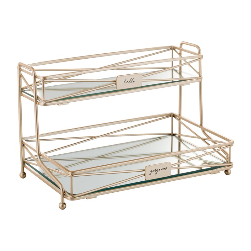 Home Details 2 Tier Mirrored, Perfect for Perfumes, Jewelry, Makeup,
