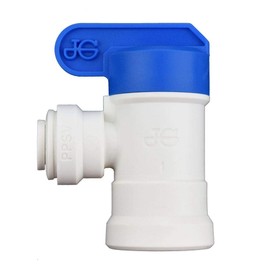 John Guest 1/4 Inch x 1/4 Inch Female Elbow Shut-Off Valve, NPTF Thread, Push to Connect Plastic Plumbing Fitting, PPSV500822WP