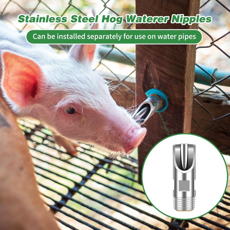 4 Pcs Pig Waterer Nipples for Barrel Kit, Stainless Steel