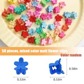 Paifeancodill 50 Pcs Baby Hair Clips, Mini Flower Hair Clips, Cute Baby Hair Accessories, Multicolor, Floral, Plastic, Claw, All Hair Types, Unisex, Girls and Women, 1 Count (Pack of 50), Baby, Adults
