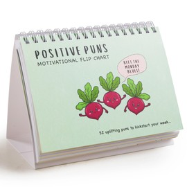 BYANIKA Motivational Flip Chart Desk Pad - 52 Positive Puns Affirmations - Positivity Empowering Encouragement Daily Happiness Secret Santa Desk Accessories for Office Workplace Gifts Under 10 Pounds