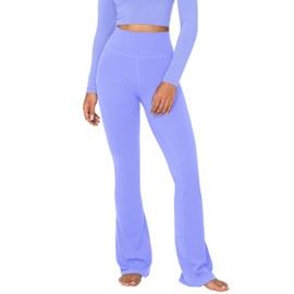 Sunzel Mini Flare Yoga Pants, High Waisted Lounge Flare Leggings with Tummy Control 30" Periwinkle Large