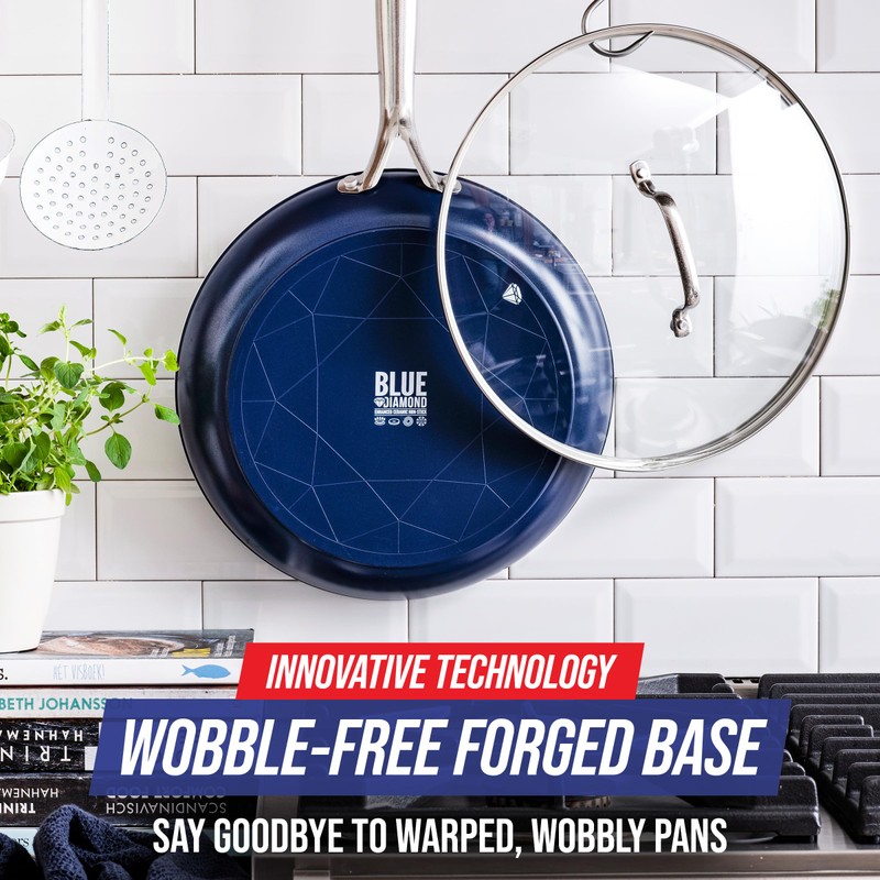 Blue Diamond 12" Nonstick Frying Pan with Lid, Diamond Infused