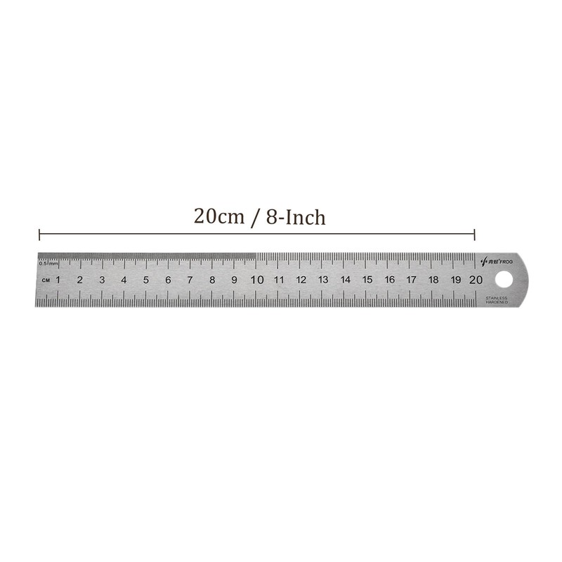 Kozelo 2pcs Stainless Steel Ruler - [8 Inch] Straight Edge