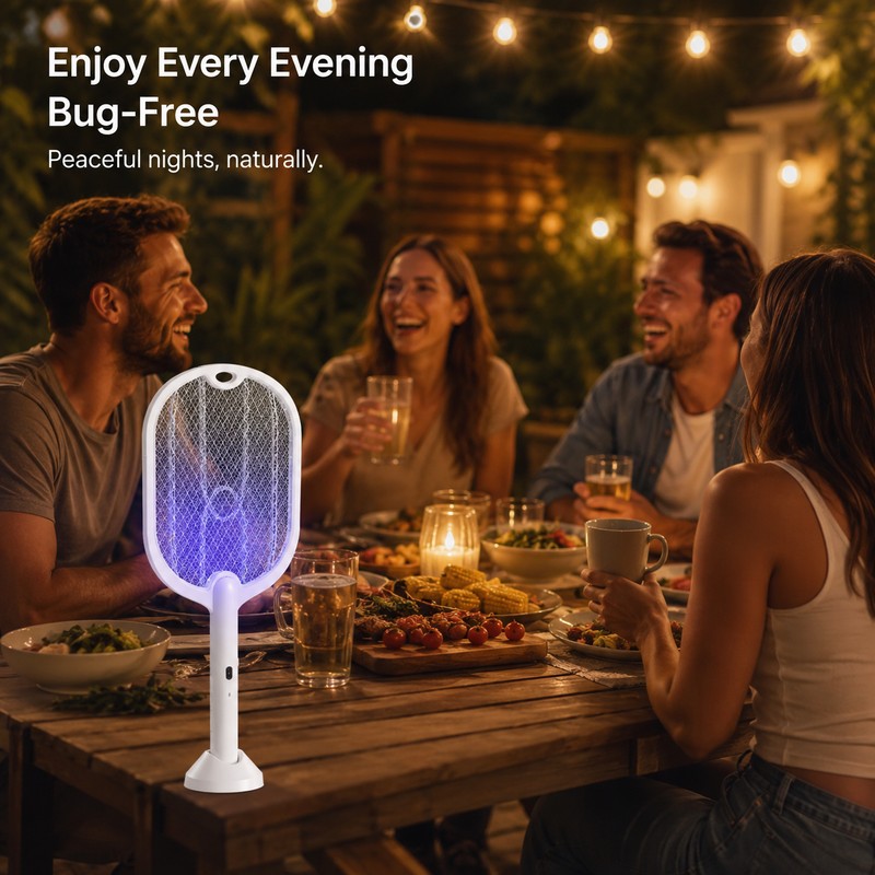 3-in-1 Electric Mosquito Swatter Lamp for Indoor & Outdoor Use