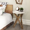 LONYKE Pedestal Farmhouse End Table, Distressed Top with Tripod Base
