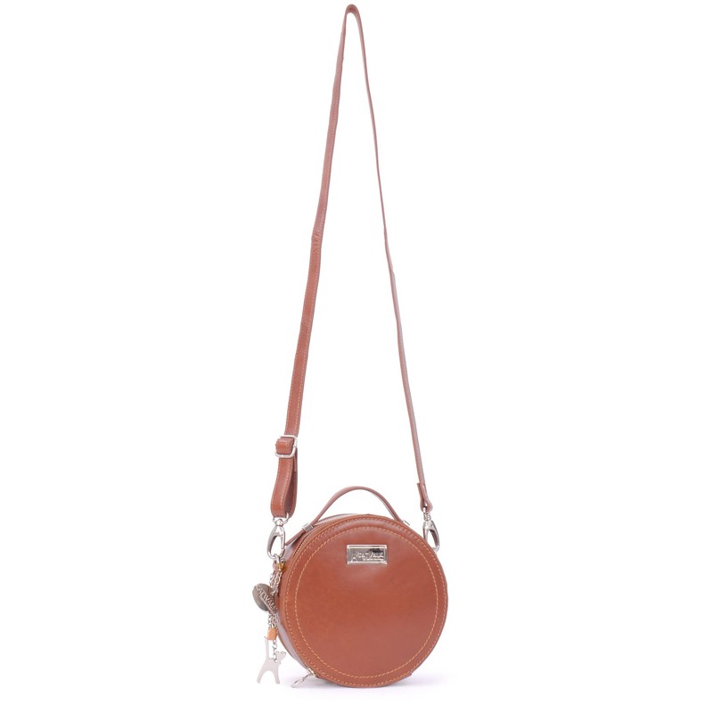 Catwalk Collection Handbags - Women's Round Leather Shoulder Bag -