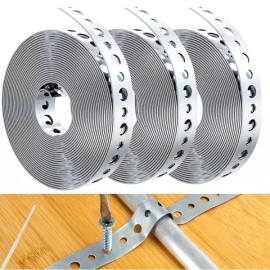아연 도금 강철 테이프 1롤 파이프 지지대 및 판금 작업용 미리 펀칭된 다중 슬롯 금속 [1Roll] Zinc-Plated Steel Tape 1 Roll Pre-Punched Multi-Slot Metal for Pipe Supports and Sheet Metal Work [1Roll]